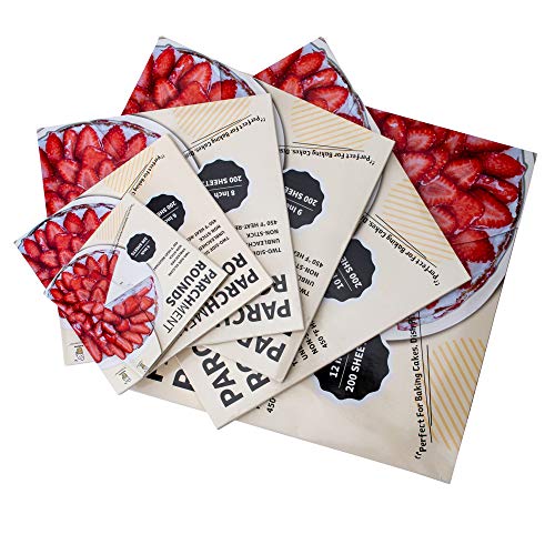 image for Katbite Parchment Paper Rounds-200 Pack, 6″ 8″ 9″ 10″ 12″ Pa