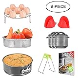 Missalis Instant Pot Accessories Set with Steamer Basket/Egg Steamer Rack/Non-stick Springform Pan/Steaming Stand/Silicone Cooking Pot Mitt/Cheat Sheet, 9 Pcs-Fits 5,6,8Qt Instant pot Pressure Cooker