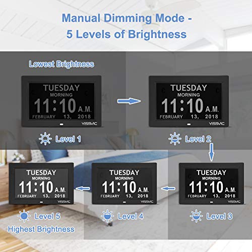 YISSVIC Digital Alarm Clock 8 Inch Large Display Calendar Day Clock with Battery Backup & 12