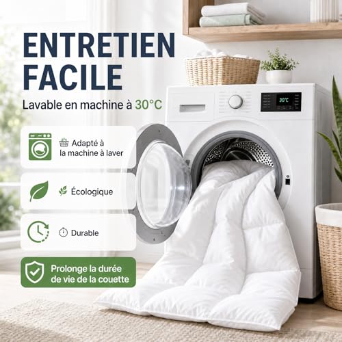 Yalamila Couette 200x200 4 Saisons | pour lit 2 Personnes | Couette Plumes & Duvet d'oie |100% Coton | Édredon Ultra Douce et Gonflant | Certifiée Oeko-Tex | Lavable en Machine，Blanc