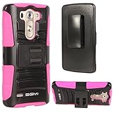 LG G3 Vigor Case, SGM (TM) Shell Holster Hybrid Defender Combo Case with Kickstand & Belt Clip For LG G3 Vigor (Hot Pink + Black)