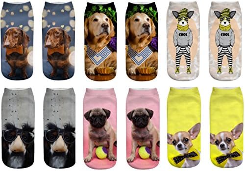 WEILAI Women Girls 3D Animal Cartoon Printed Cute Funny Comfort Casual Low Cut Ankle Socks