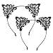 Hotop Cat Headband Lace Ear Headbands Cat Ear Hairband for Women Girls, Black, 2 Pieces