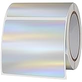 Square Thermal Labels Stickers 2" x 2", Holographic Silver Thermal Stickers Labels Waterproof Printer Decals for QR Code DIY Name Tag 200PCS (Silver)