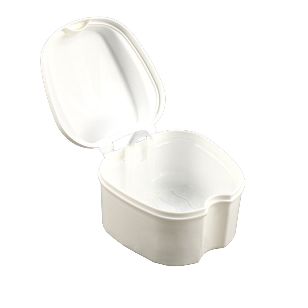 DOITOOL Dentures Case - White Dentures Retainer Box, Portable Dentures Retainer Case with Filter and Lid, for Storing Soaking Dentures Cleaning - Orthodonticss Dentals Retainer Cleaning Case