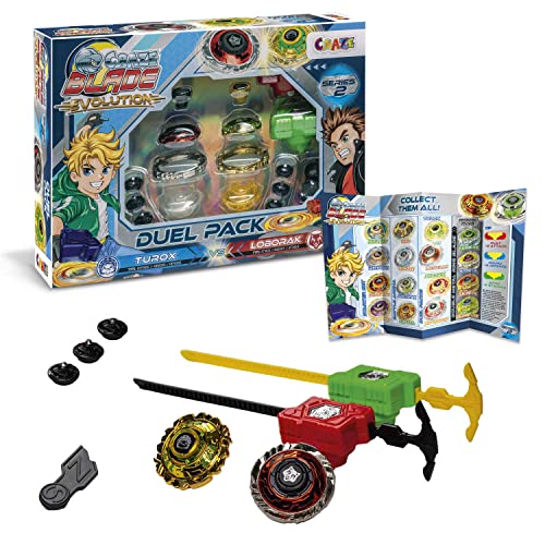 CRAZE BLADE Turox Loborak Evolution, Trottola Blade Battle, Trottola con lanciatore, Trottole da combattimento 6 colori Trottole bambini 35962
