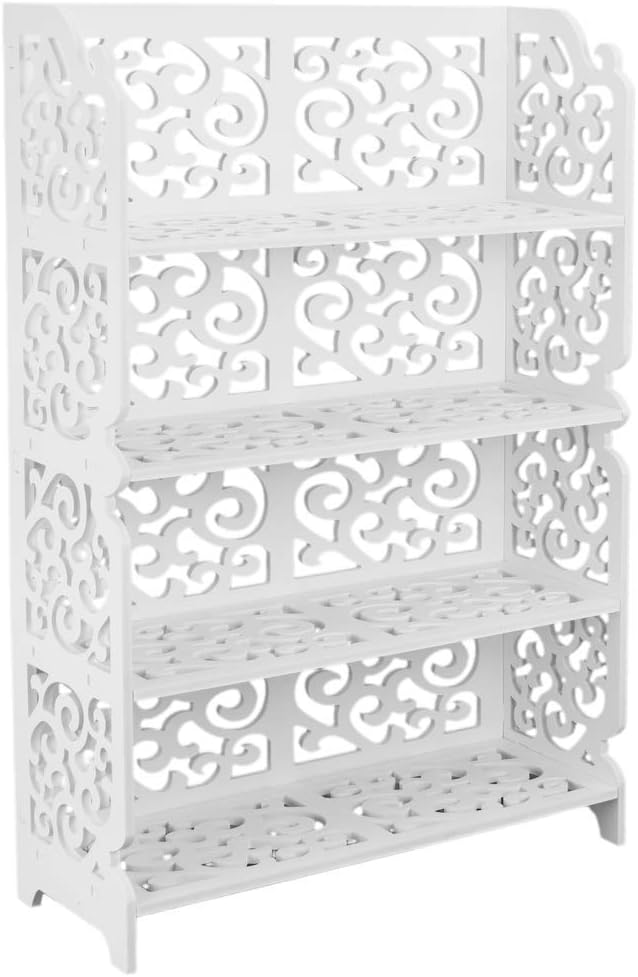 PrimeMatik - Estantería de Madera-plástico Librería Decorativa de 4 estantes Blanca 59x20x85cm