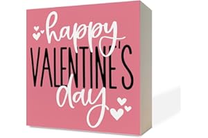 RAZPAH Valentines Wood Signs, Happy Valentine's Day, Wooden Box Sign Desk Decor, Valentines Decorations, Decorations Wooden Table Sign, Valentines Day Sign Decor, Valentines Day Gift for Him Her