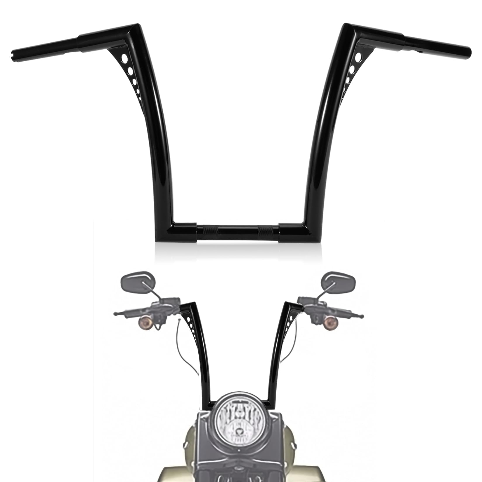 Photo 1 of Ape Hangers for Motorcycle Handlebar - Ohhmoto 1-1/4" Diameter Sportster Handlebars Bar Compatible with Road King Glide Softail Slim Dyna XL 883 1200 Breakout Fat Boy 1984-2024,14" Rise Black
