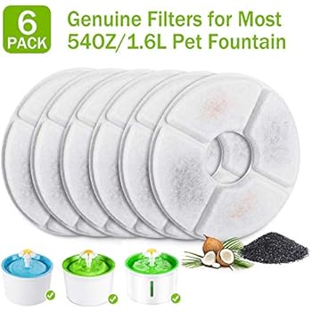 PG.KINWANG Cat Fountain Filters Replacement for 54oz/1.6L Automatic Pet Fountain Cat Water Fountain Dog Water Dispenser,Ion Exchange Resin and Coconut Activated Carbon,Pack of 6