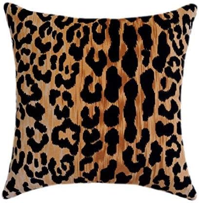 Enid18Bru Pillowcase Decor Cover Leopard Velvet Decorative Animal Print Pillowcase Decor Jamil Natural Braemore Leopard, Gold Black