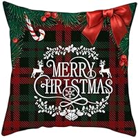 Mkcether 2020 New Merry Christmas Pillow Cases, Cotton Linen Sofa Cushion Cover Invisible Zipper Pillow Covers Festival Decoration Throw Cushion Cover for Home Sofa Bed Car 18 x 18 Inch 45 x 45 cm
