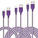 Fasgear Micro USB Cables, 3 Pack-3ft,6ft,10ft Premium Fast Charging USB to Micro USB 2.0 Cords Braided Compatible for Galaxy S7 edge S6, HTC, LG, Android Smartphone, PS4, Fire Kindle and More (Purple)