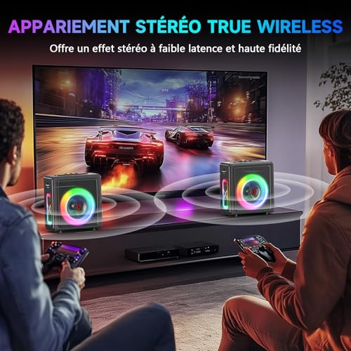 Karaoke Machine with Wireless Microphones HWWR Karaoke with 2 Microphones for Adults Children, Karaoke Systems Accessoires Utiles pour Micro (MS75-Triple Mics)