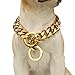 19 mm Dog Collar 18K Gold Heavy Duty Stainless Steel Dog Luxury Training Collar Cuban Link with Durable Clasp Necklace Chain (Gold, 26inch(for 23.6“~25.5