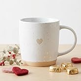 Unboxme Heart Coffee Mug 12 oz – Cute Speckled Ceramic Mug for Women, White Natural Clay Base, Microwave & Dishwasher Safe, Valentine Gift