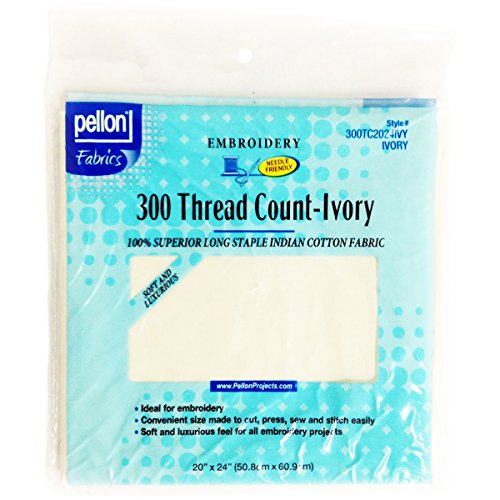 Pellon 300 Thread Count Cotton Fabric for Embroidery, 20 by 24-Inch, Ivory