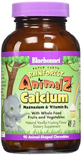 Super Earth Rainforest Animalz Calcium Magnesium & Vitamin D3 Natural Vanilla 90 chewables (Pack Of 2)