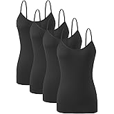 Accbiety 4 Pack Camisoles Tops for Women Undershirts Adjustable Spaghetti Strap Camisole Tank Lightweight Layering Tops