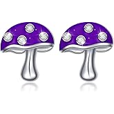 S925 Sterling Silver Cute Mushroom Stud Earrings Lovely Charm Earring Jewelry Gift for Women Teens