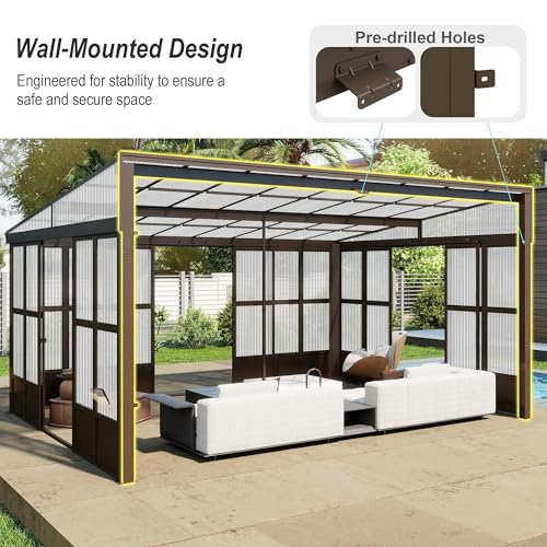 Domi 12x16 Wall-Mounted Sunroom Review: All-Season Lean-to Gazebo with Polycarbonate Windows image 27