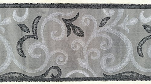 emirates Modern Long Runner Contemporary Area Rug Dark Grey Floral Design 525 (31 Inch X 9 Feet 10 Inch)