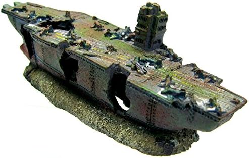 Aircraft carrier Cave Aquarium Ornament - NAVY Warship Battleship decor SHIP