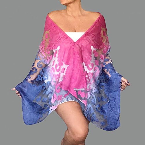 Pink Shawl Ombre Blue Wrap Top Sheer Swimsuit Cover Up By ZiiCi