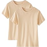 Huata Boys Girls T-Shirt Basic Basic Short Sleeve Crewneck Girls Tee 2 Packs