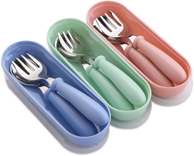 Couvert Fourchette Enfant Apprentissage Ergonomiques Cuillere Et Fourchette Pour Bebe Bleu Fourchette Enfant Plastique Securite Pour Encourager Bebe Manger De Maniere Independante Couverts Vaisselle Centroarco Com