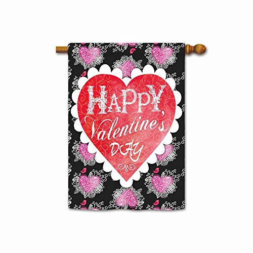 KafePross Red and Pink Heart Decorative Valentines Day House Flag 28