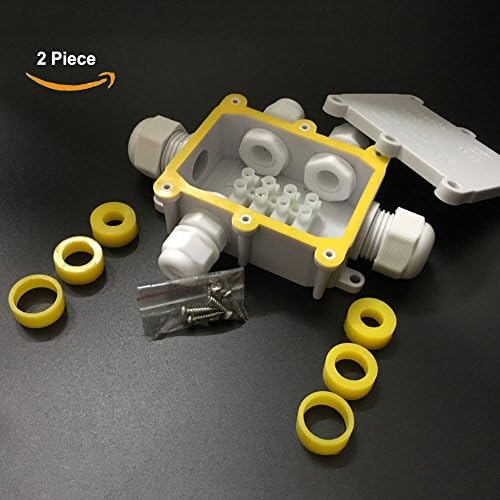 5-Way IP68 Waterproof Junction Box+3 Set of Different Size Sealed Silica Gel Pad, SUNNORN Outdoor/External Junction Box Connector Used for Outdoor Underground(2 Piece)