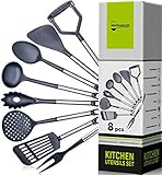 Kitchen Utensil Set - Best Cooking Utensils - Nonstick Spatulas - Nylon Stainless Steel Handles Tools