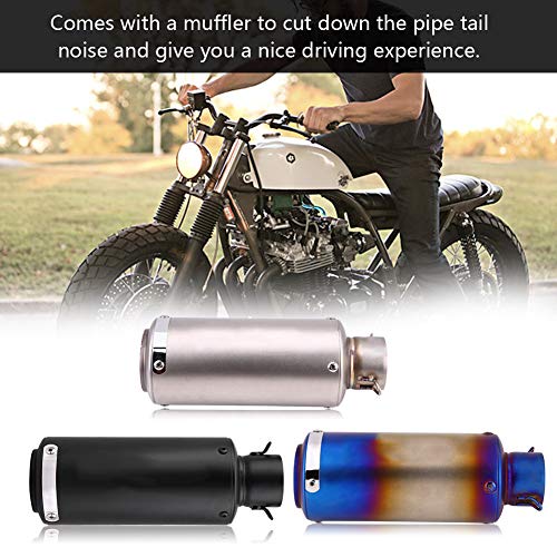 DEALPEAK Motorcycle Exhaust Muffler Tailpipe Tail Pipe Tip Stainless Steel Universal Titanium-Color (Color : Titanium) - Thumbnail 3