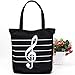 Sound Harbor MG-345 Music Symbols Print Canvas Tote Handbag Shoulder Shopping Bags(Black -High notes)