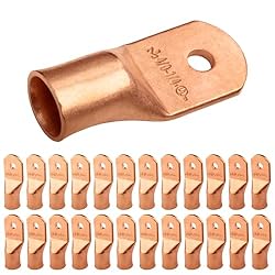 SELTERM 25pcs 4/0 AWG 1/4" Stud Battery Lugs, Ring