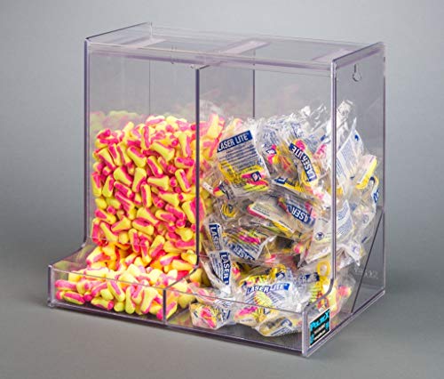 Bulk EARPLUG Dispenser (Break Resistant PETG) (Double BIN, Wall Mount)