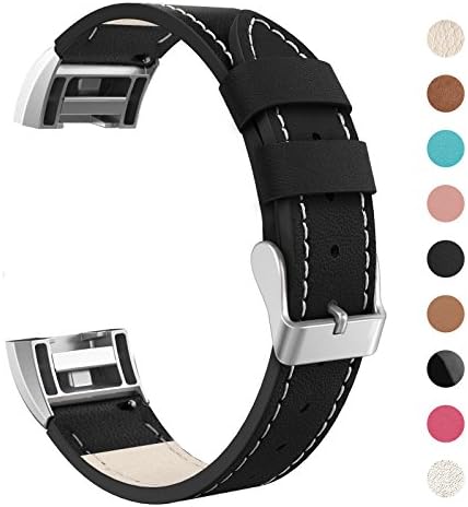 LANGREE Fitbit Charge 2 Band Genuine Leather Strap, Classic Adjustable Replacement Wristband for Fitbit Charge 2 Women Men Accessories Small size for 5.5"- 7.2" wrist
