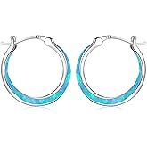 XIXLES 925 Sterling Silver Hypoallergenic Huggie Hoop Earrings Exquisite Small Opal Huggie Hoop Earrings with Cubic Zirconia Jewelry for Women Mom