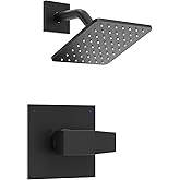 Replacement for Delta Shower Trim Kit 14 Series, High Pressure Matte Black Shower Faucet Set, 6-Inch Black Shower Head and Handle Set(Valve/Cartridge Not Included)