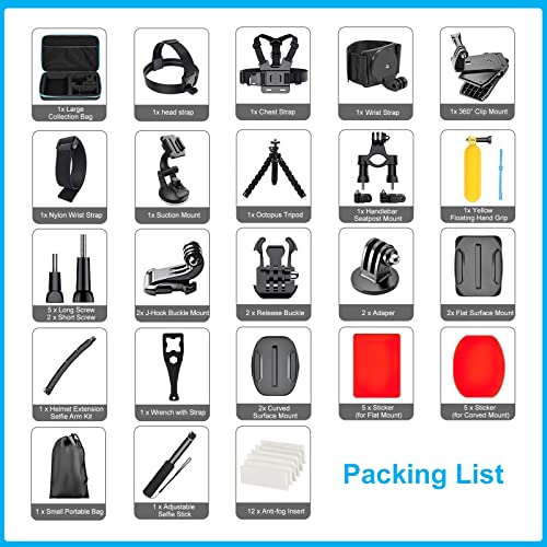 Artman Upgraded Action Camera Accessories Kit with GoPro Hero 10/9/8 Black