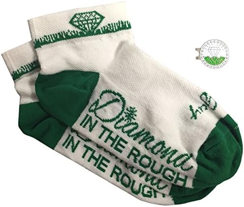 Giggle Golf Women's Golf Sock Pack - Pair Of Diamond In The Rough Socks &amp; A Bling Ball Marker With Hat Clip