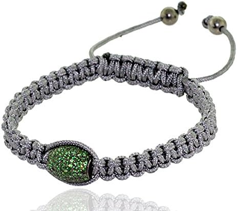 Genuine Tsavorite Bead Sterling Silver Handmade Macrame Bracelet