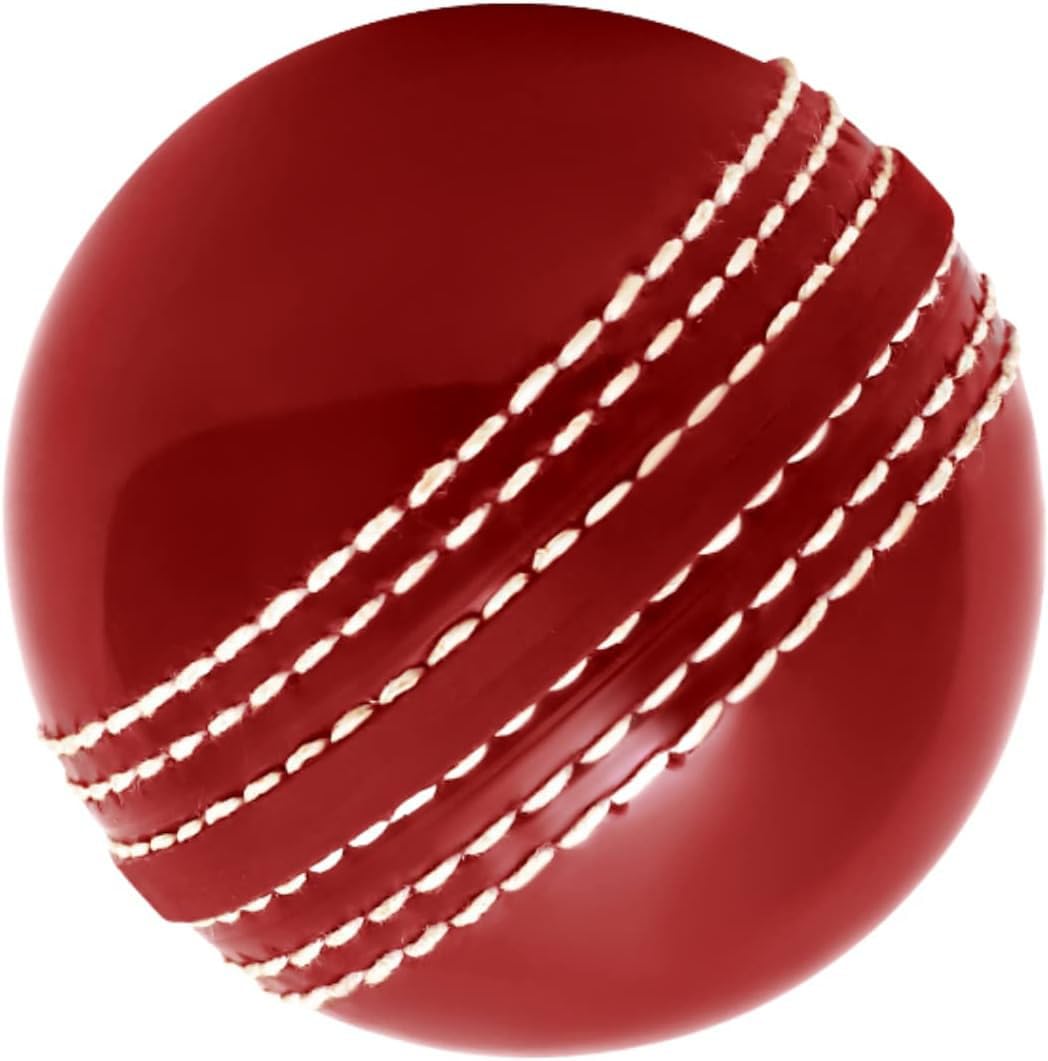 SOO Cricket Ball Hard Ball Leather Hand Crafted Senior Match Quality Youth Practice Training Balls Weight 5.5oz (Red)