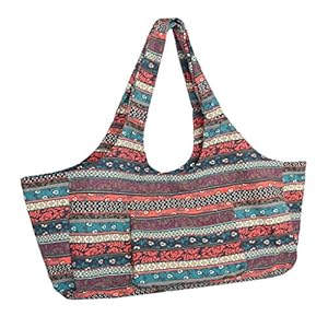 Extra Large Yoga Mat Tote Bag Carrier with Side Pocket | Fits Most Size Mats | Patterned Canvas | 29x9x12 inches