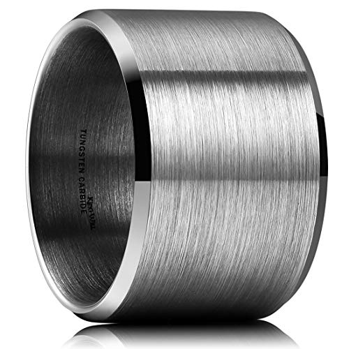 King Will Basic 15MM Wedding Band for Men Tungsten Carbide Engagement Ring Comfort Fit Beveled EdgesStepped Edges