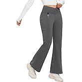baleaf Women's Fleece Lined Pants Winter Thermal Water Resistant Crossover Flare Leggings Warm Bootcut Hiking Outdoor