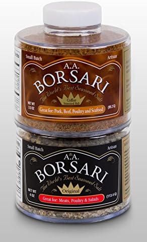 Borsari All Natural Seasoned Salt Combo, Original Seasoning and Coffee Rub, Gluten Free, No MSG