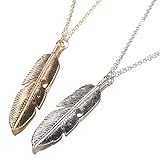 Kizaen Women Jewelry Feather Pendant Chain Necklace Long Sweater Chain Statement Jewelry Gold