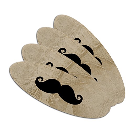 Curly Mustache Double-Sided Oval Nail File Emery Board Set 4 Pack